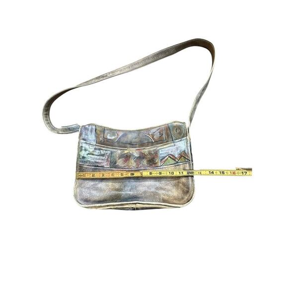 JANE YOO Women's Multicolor Wearable Art Hand Painted Leather Crossbody Bag - Picture 3 of 4